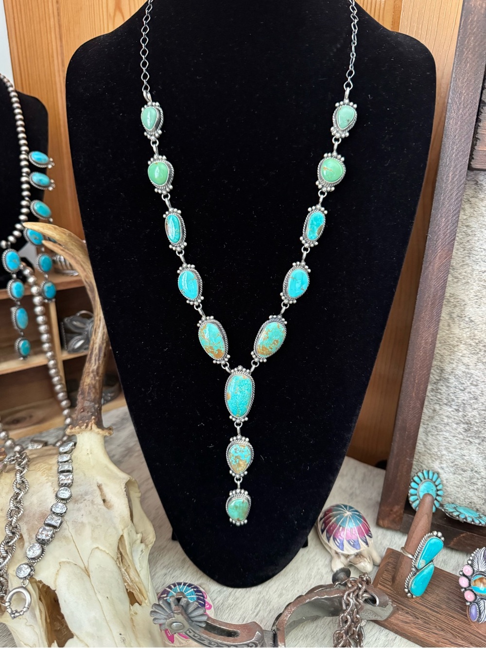 Freda Martinez Kingman Turquoise Lariat Set